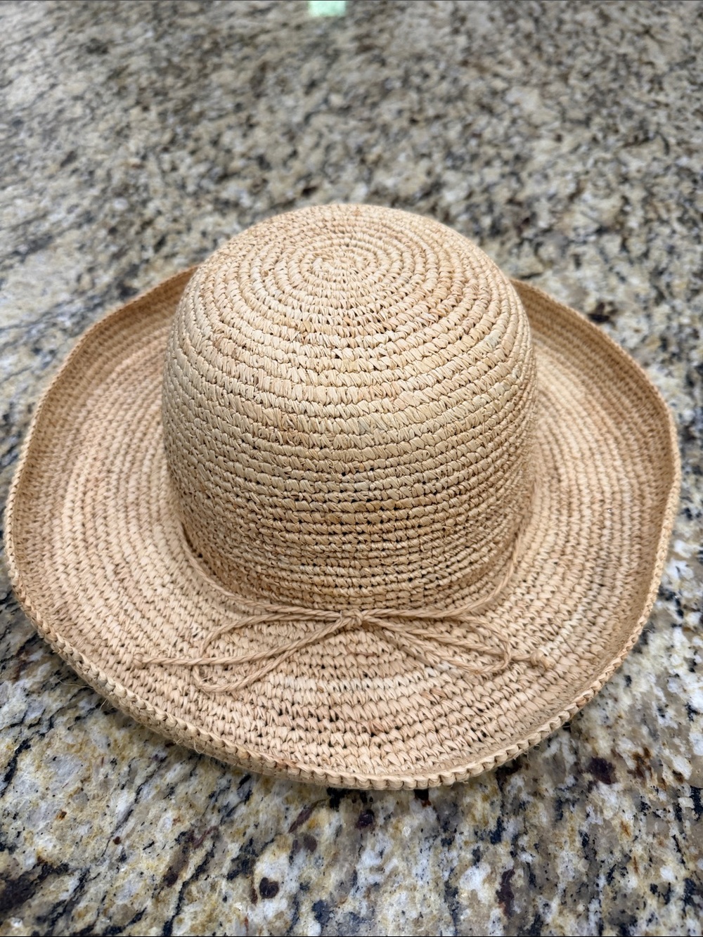 Straw Sun Hat with Bow Trim - Natural